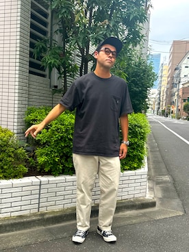 「Ray-Ban（レイバン）のアイテム」を使った、土佐兄弟　兄　たくやさん（メンズ・182cm）の夏コーディネート
