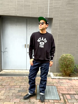 「WTAPS（ダブルタップス）のアイテム（トップス）」を使った、土佐兄弟　兄　たくやさん（メンズ・182cm）の冬コーディネート