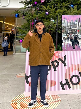 「アイテム（その他アウター、ブラウン系）」を使った、土佐兄弟　兄　たくやさん（メンズ・182cm）の冬コーディネート