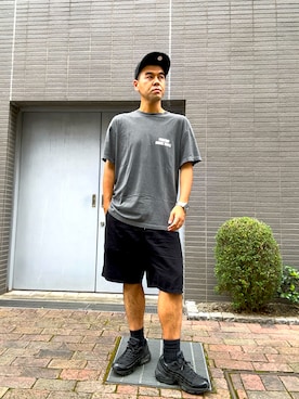 「PORKCHOP（ポークチョップ）のアイテム（Tシャツ/カットソー）」を使った、土佐兄弟　兄　たくやさん（メンズ・182cm・30代）の夏コーディネート