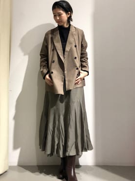 「黒タートルネック」｜「アイテム（ブルゾン）」を使った、Fukusunさん（レディース・165cm）の秋コーディネート