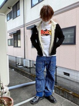 「FREEWHEELERS（フリーホイーラーズ）のアイテム（パンツ）」を使った、HAYAさん（メンズ・160cm）の春コーディネート