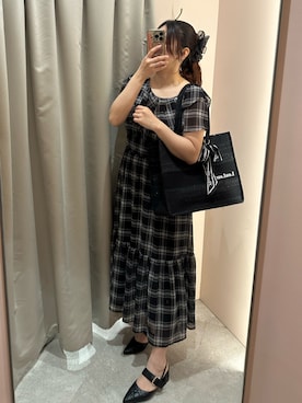 「one after another NICE CLAUP（ワンアフターアナザーナイスクラップ）のアレンジスリーブフリルロングワンピース（ワンピース、その他）」を使った、miho【骨格ストレート/イエベ春】さん（レディース・161cm）の夏コーディネート