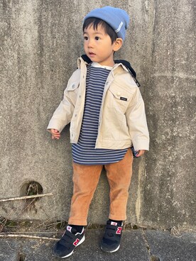 「petit main（プティマイン）のアイテム」を使った、りつぼーさん（キッズ・90cm）の秋コーディネート