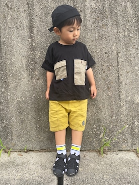 「アイテム（キャップ）」を使った、りつぼーさん（キッズ・90cm）の夏コーディネート