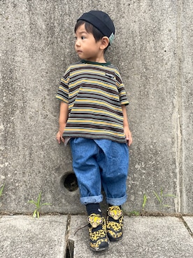 「アイテム（キャップ）」を使った、りつぼーさん（キッズ・90cm）の夏コーディネート