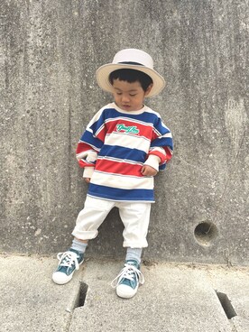 「ZOZOKIDSDAY」｜「アイテム（ソックス/靴下）」を使った、りつぼーさん（キッズ・90cm）の春コーディネート