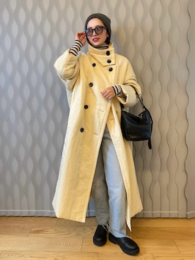 「カラーレンズ」｜「アイテム（ニットキャップ/ビーニー）」を使った、はまち(¨)♡さん（レディース・155cm）の冬コーディネート