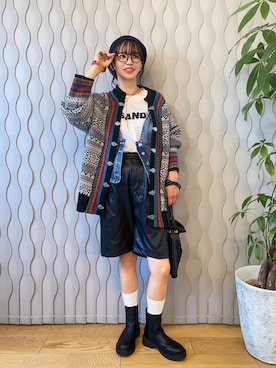「重ね着ベストシーズン」｜「アイテム（ハンチング/ベレー帽）」を使った、はまち(¨)♡さん（レディース・155cm）の秋コーディネート