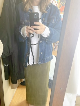 「DISCOAT（ディスコート）のアイテム（デニムジャケット）」を使った、AKNさん（レディース・164cm）の春コーディネート