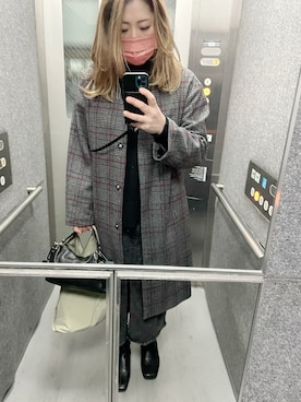 「niko and...（ニコアンド）のアイテム（ノーカラーコート）」を使った、AKNさん（レディース・164cm）の春コーディネート
