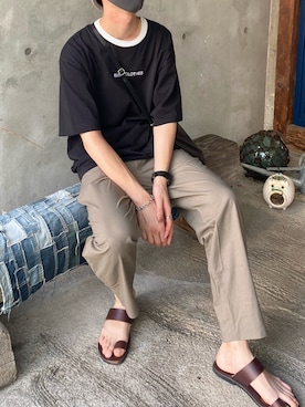 「Steven Alan（スティーブンアラン）のアイテム（サンダル）」を使った、シロクマさん（メンズ・184cm）の夏コーディネート