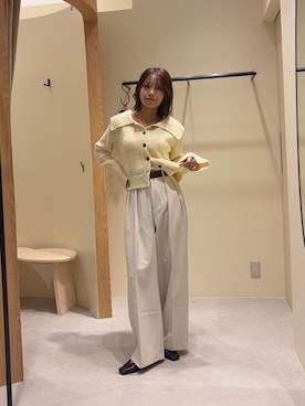「CAPRICIEUX LE'MAGE（カプリシューレマージュ）の【累計2万本！】【LE'MAGE×gemeilコラボ】2タックワイドパンツ（その他パンツ、ホワイト系）」を使った、aoiさん（レディース・158cm）の秋コーディネート