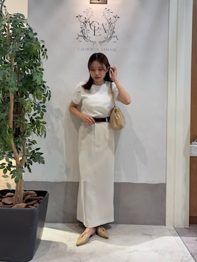 「CAPRICIEUX LE'MAGE（カプリシューレマージュ）の【低身長サイズあり】マキシIラインスカート（スカート、ホワイト系）」を使った、aoiさん（レディース・158cm）の春コーディネート