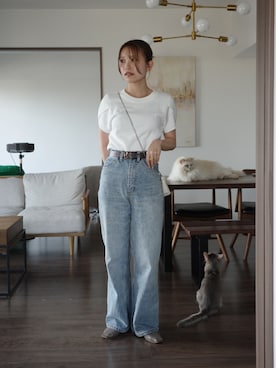「CAPRICIEUX LE'MAGE（カプリシューレマージュ）のチューリップスリーブニット（ニット/セーター、ホワイト系）」を使った、aoiさん（レディース・158cm）の夏コーディネート