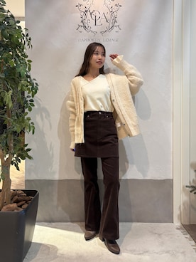 「CAPRICIEUX LE'MAGE（カプリシューレマージュ）のフレア袖アシメネックニット（ニット/セーター）」を使った、aoiさん（レディース・158cm）の秋コーディネート