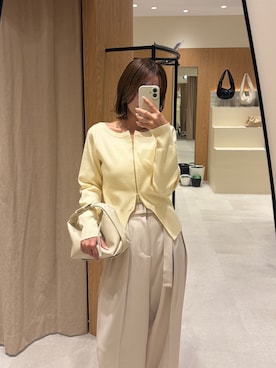 「CAPRICIEUX LE'MAGE（カプリシューレマージュ）のロールハンドルバッグ（ショルダーバッグ、ホワイト系）」を使った、aoiさん（レディース・158cm）の秋コーディネート