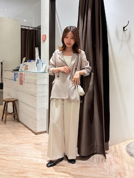 「CAPRICIEUX LE'MAGE（カプリシューレマージュ）のシアーWジャケット（テーラードジャケット、ベージュ系）」を使った、aoiさん（レディース・158cm）の春コーディネート