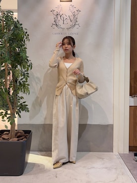 「CAPRICIEUX LE'MAGE（カプリシューレマージュ）の【累計2万本！】【LE'MAGE×gemeilコラボ】2タックワイドパンツ（その他パンツ、ホワイト系）」を使った、aoiさん（レディース・158cm）の春コーディネート