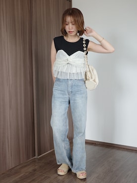 「CAPRICIEUX LE'MAGE（カプリシューレマージュ）のアイテム（Tシャツ/カットソー）」を使った、aoiさん（レディース・158cm）の夏コーディネート