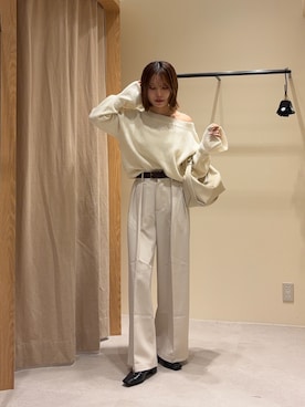 「CAPRICIEUX LE'MAGE（カプリシューレマージュ）の【累計2万本！】【LE'MAGE×gemeilコラボ】2タックワイドパンツ（その他パンツ、ホワイト系）」を使った、aoiさん（レディース・158cm）の秋コーディネート