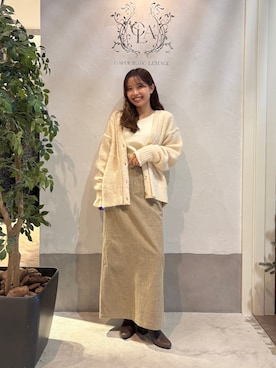 「CAPRICIEUX LE'MAGE（カプリシューレマージュ）のフレア袖アシメネックニット（ニット/セーター）」を使った、aoiさん（レディース・158cm）の秋コーディネート