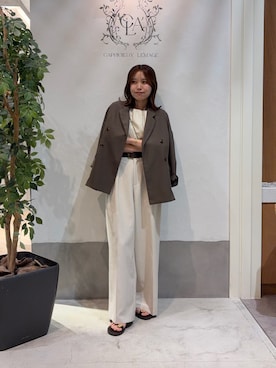 「CAPRICIEUX LE'MAGE（カプリシューレマージュ）の【累計2万本！】【LE'MAGE×gemeilコラボ】2タックワイドパンツ（その他パンツ、ホワイト系）」を使った、aoiさん（レディース・158cm）の春コーディネート