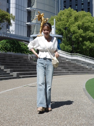 「CAPRICIEUX LE'MAGE（カプリシューレマージュ）のウエストマークVネックブラウス（シャツ/ブラウス）」を使った、aoiさん（レディース・158cm）の夏コーディネート