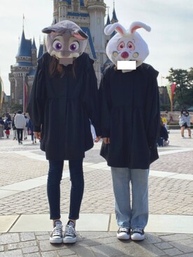 「Chillfar（チルファー）のアイテム（チュニック）」を使った、いぬのさん（レディース・157cm）の春コーディネート