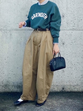 ryo___kaさんの「「HARVESTY / ハーベスティ」コットンチノクロスサーカスパンツ」を使ったコーディネート