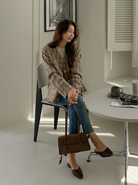 「ノーカラージャケット」｜SECRET LABELさん（レディース・162cm）の秋コーディネート