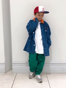 「ZOZOKIDSDAY」｜「アイテム（デニムジャケット）」を使った、*tM*さん（キッズ・128cm）の春コーディネート