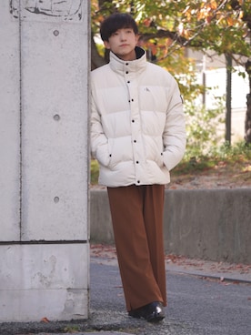 「Calvin Klein（カルバン・クライン）のアイテム（ジャケット/アウター）」を使った、Kyoさん（メンズ・168cm）の秋コーディネート