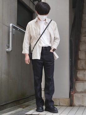 「ごきげんウィーク」｜「アイテム（スラックス）」を使った、Kyoさん（メンズ・168cm）の春コーディネート