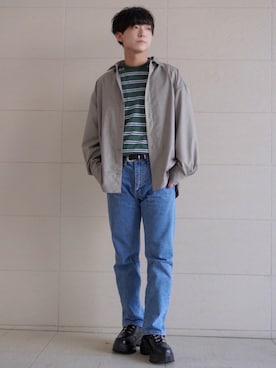 「RUUBON（ルーボン）のアイテム（シャツ/ブラウス）」を使った、Kyoさん（メンズ・168cm）の春コーディネート