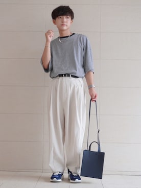 「ボーダーTシャツ」｜「アイテム（その他）」を使った、Kyoさん（メンズ・168cm）の夏コーディネート