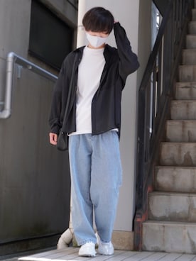 「RUUBON（ルーボン）のアイテム（Tシャツ/カットソー）」を使った、Kyoさん（メンズ・168cm）の春コーディネート