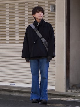 「un/neu（アンノイ）のアイテム」を使った、Kyoさん（メンズ・168cm）の冬コーディネート
