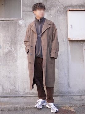「HARE（ハレ）のアイテム（チェスターコート）」を使った、Kyoさん（メンズ・168cm）の冬コーディネート