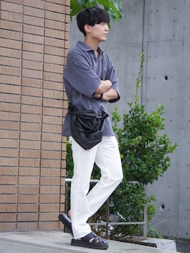 「ストレートパンツ」｜「アイテム（その他）」を使った、Kyoさん（メンズ・168cm）の夏コーディネート