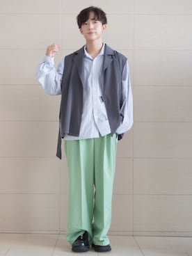 「Ellno Loset（エルノロゼット）のアイテム（ベスト）」を使った、Kyoさん（メンズ・168cm）の秋コーディネート