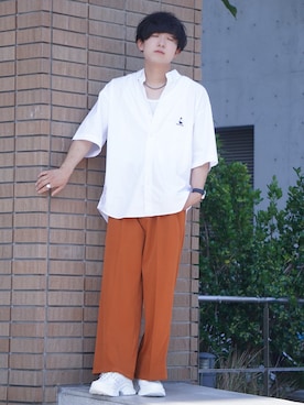 「neos（ネオス）のアイテム（スラックス）」を使った、Kyoさん（メンズ・168cm）の夏コーディネート