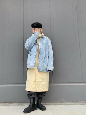 「DIESEL（ディーゼル）のアイテム（モッズコート）」を使った、ダー澤さん（メンズ・165cm）の冬コーディネート