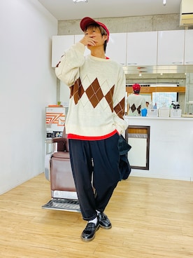 「FRUIT OF THE LOOM（フルーツオブザルーム）のアイテム（キャップ）」を使った、チョキさんさん（メンズ・170cm）の冬コーディネート