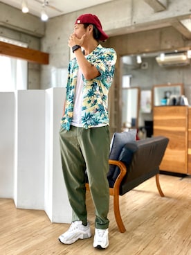「FRUIT OF THE LOOM（フルーツオブザルーム）のアイテム（キャップ）」を使った、チョキさんさん（メンズ・170cm）の秋コーディネート