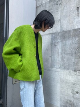 「モヘアカーディガン」｜「アイテム（その他）」を使った、HISAMOTOさん（メンズ・181cm）の冬コーディネート