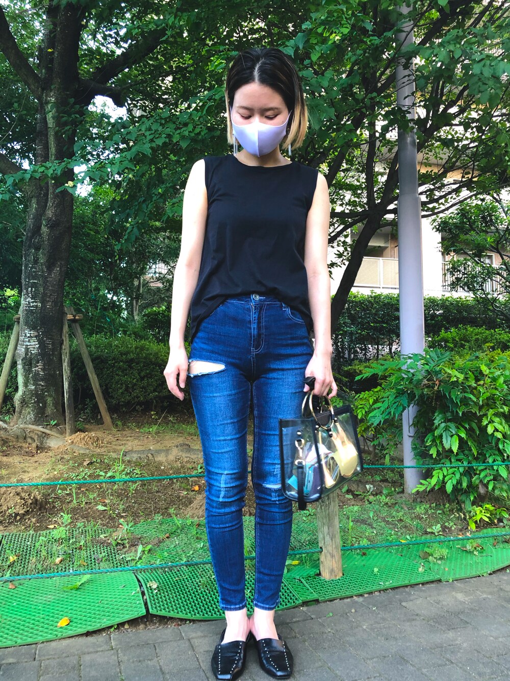 サイドカットクラッシュスキニーデニムパンツを使った人気