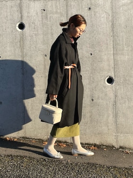「Libra Cue（リブラ キュー）のアイテム（ステンカラーコート）」を使った、yukariさん（レディース・168cm）の冬コーディネート