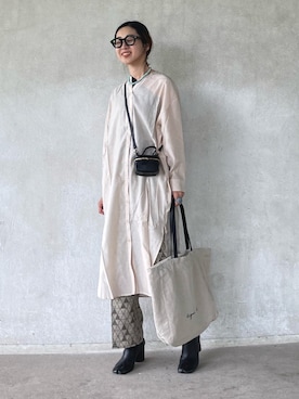 「ごきげんウィーク」｜「アイテム（シャツワンピース）」を使った、yukariさん（レディース・168cm）の春コーディネート