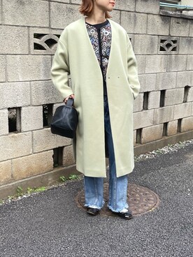「ap retro（アプレトロ）のアイテム（ノーカラージャケット）」を使った、yukariさん（レディース・168cm）の秋コーディネート
